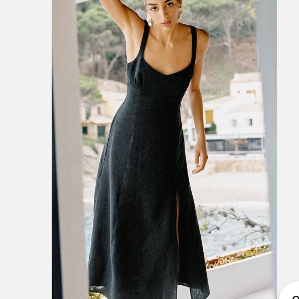 Zara Black Midi Dress with Side Slit